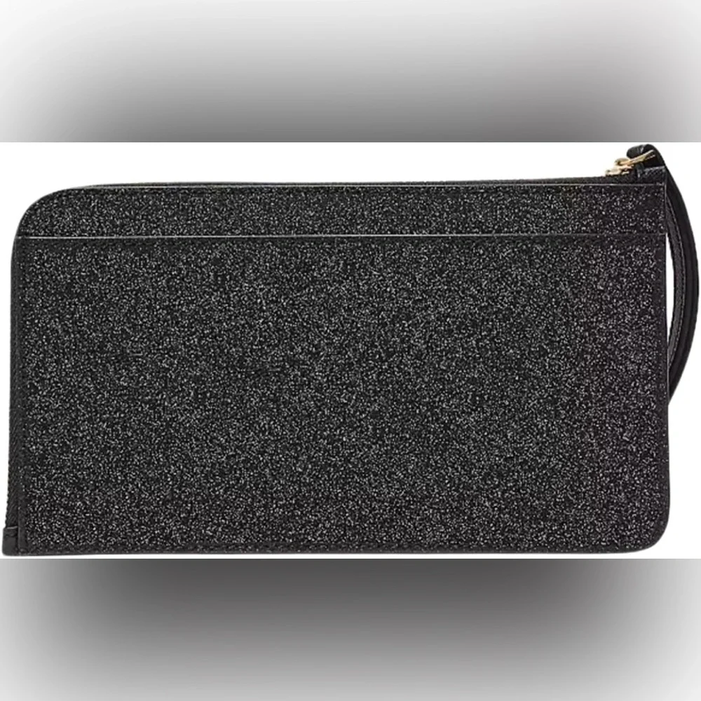 Kate Spade Lucy Black Glitter L Zip Wristlet new without tags